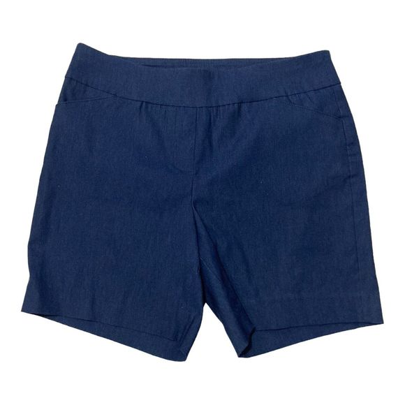 Kim Rogers Pull On Shorts Womens 12 Navy Blue High Rise Stretch Comfort EUC - Picture 1 of 7